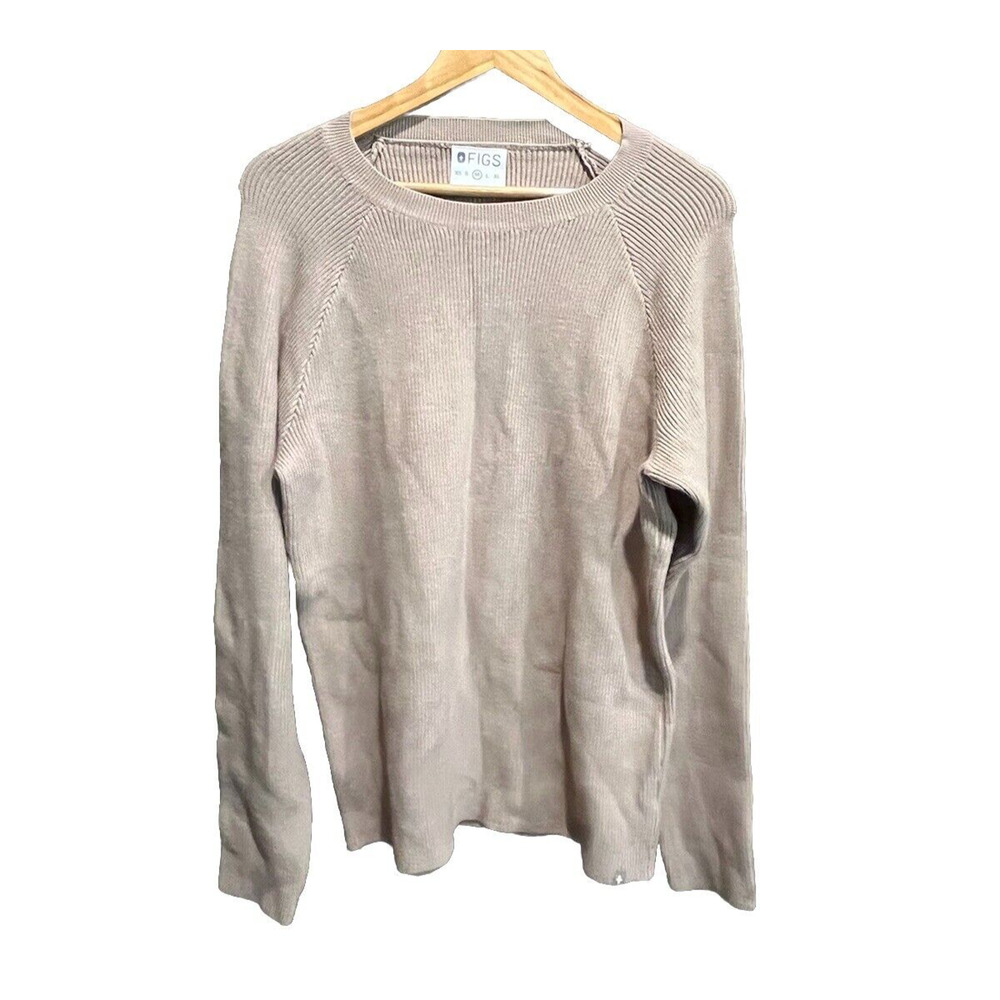 FIGS Beige Long Sleeve Crew Neck Viscose Blend‎ Women's Sweater Size M